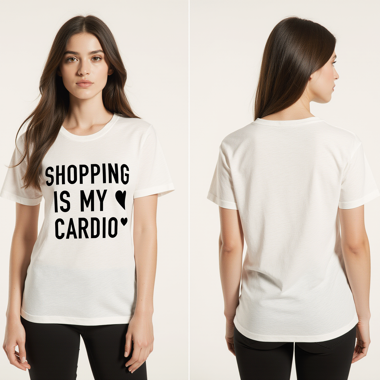 Women’s Funny T-Shirt – “Shopping Is My Cardio” White Graphic Tee – Trendy Casual Streetwear
