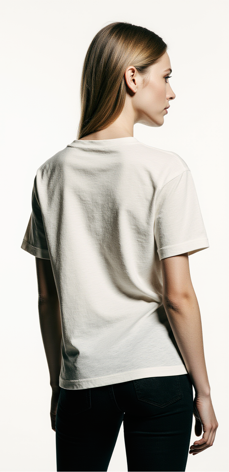 Women’s Streetwear T-Shirt – Off-White Abstract Face Graphic – Trendy Urban Style