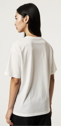 Women’s Abstract Gold & Burgundy Streetwear T-Shirt – Premium Off-White Graphic Tee