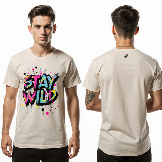 T-shirt Streetwear "Stay Wild" – Design Graphique Coloré pour Homme | Mode Urbaine et Décontractée