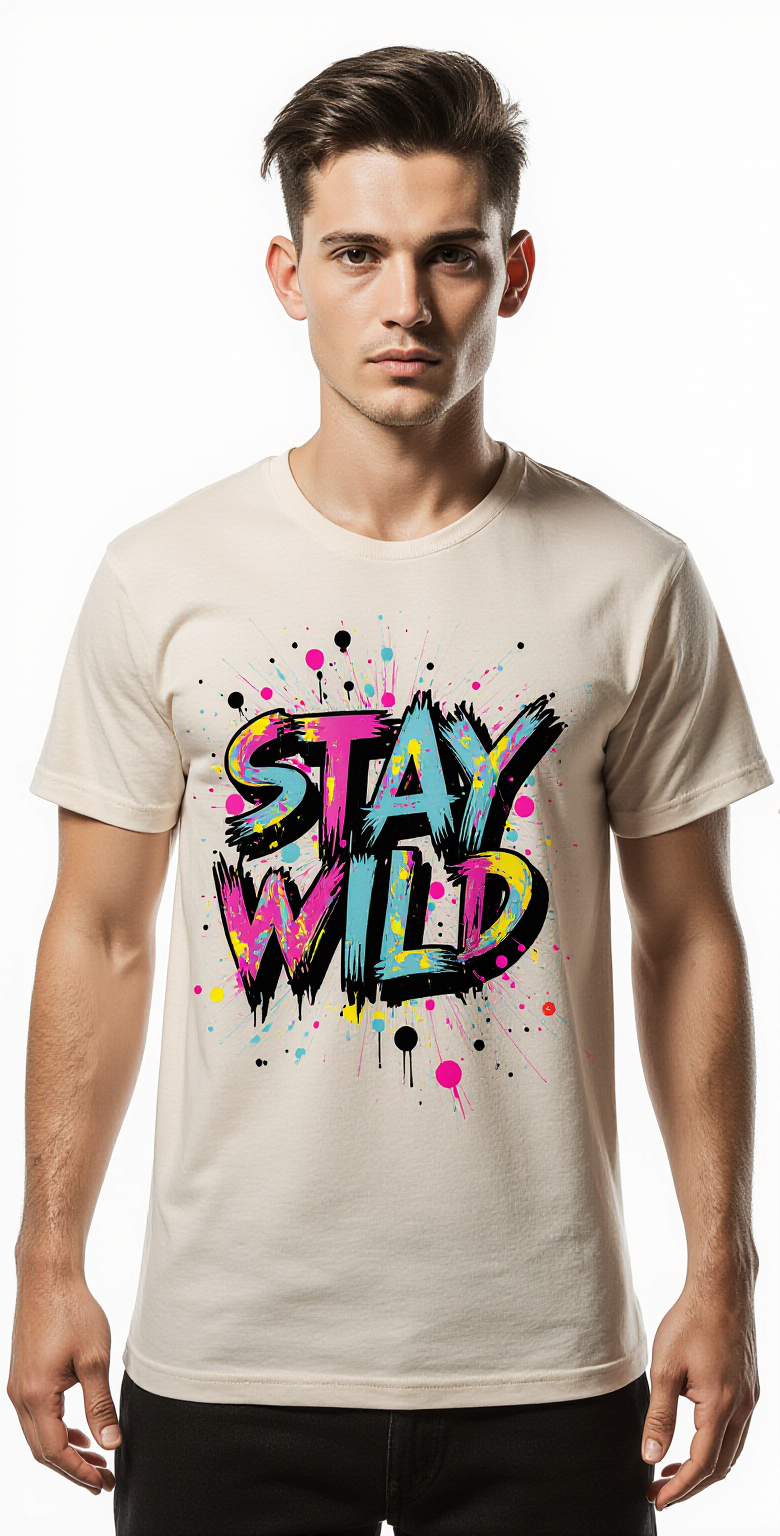 T-shirt Streetwear "Stay Wild" – Design Graphique Coloré pour Homme | Mode Urbaine et Décontractée