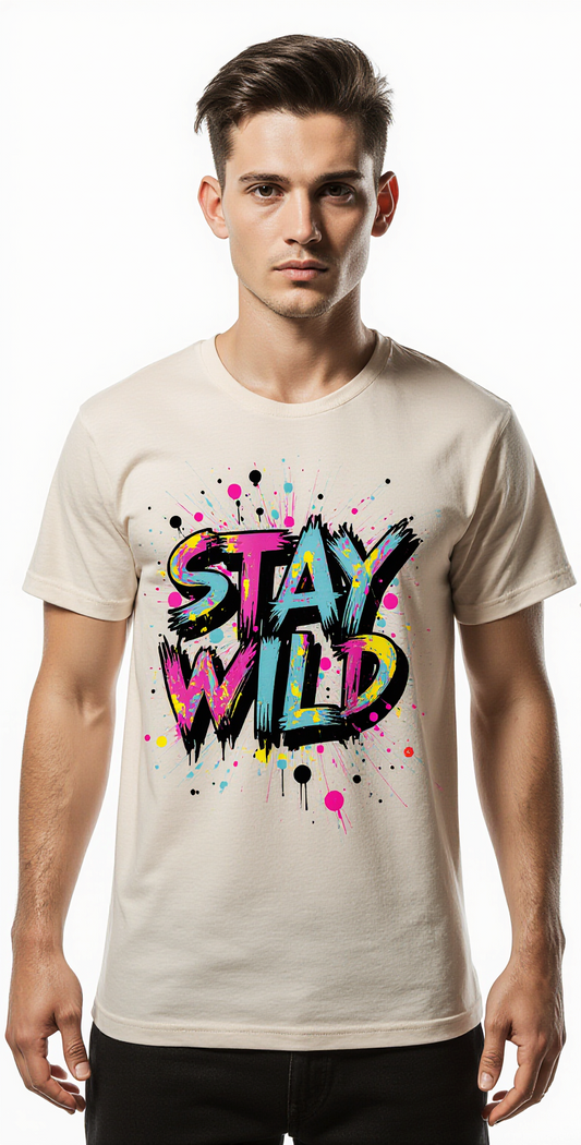 T-shirt Streetwear "Stay Wild" – Design Graphique Coloré pour Homme | Mode Urbaine et Décontractée