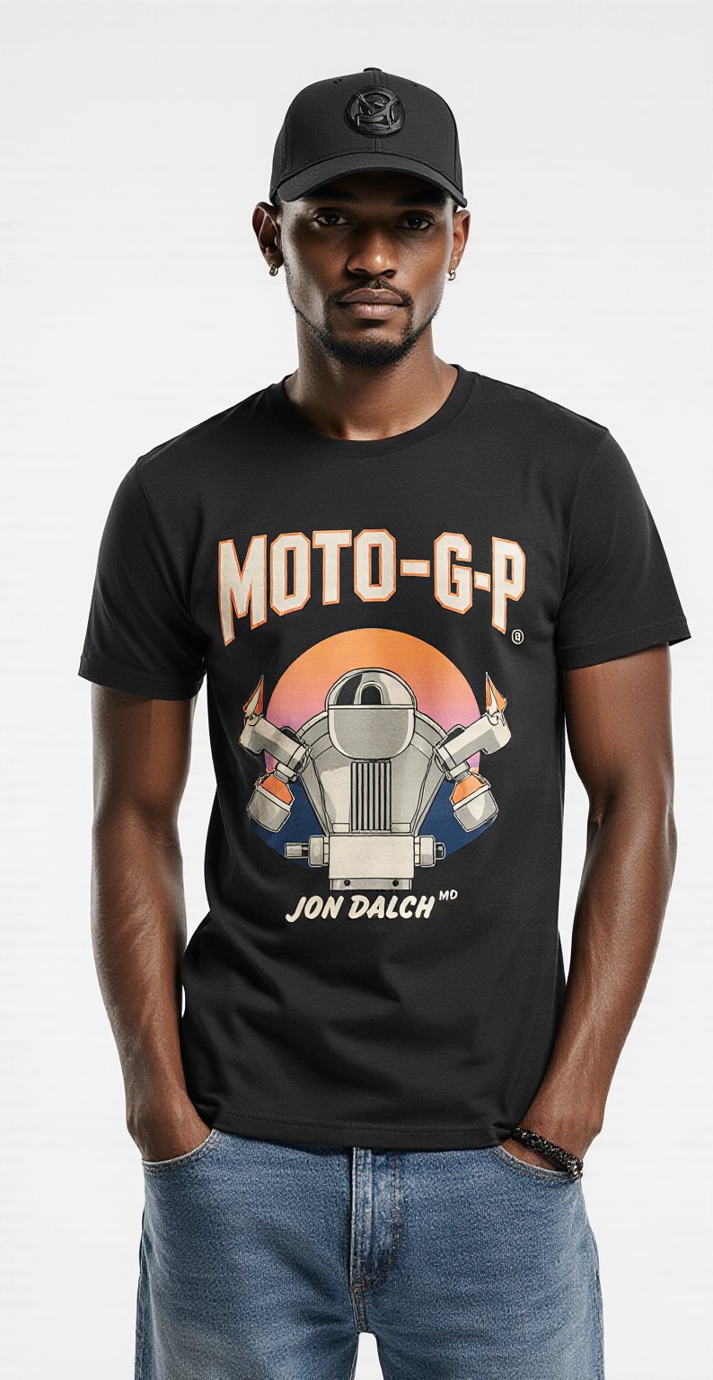 Black Moto GP Graphic T-Shirt for Men – Premium Cotton – Racing Streetwear