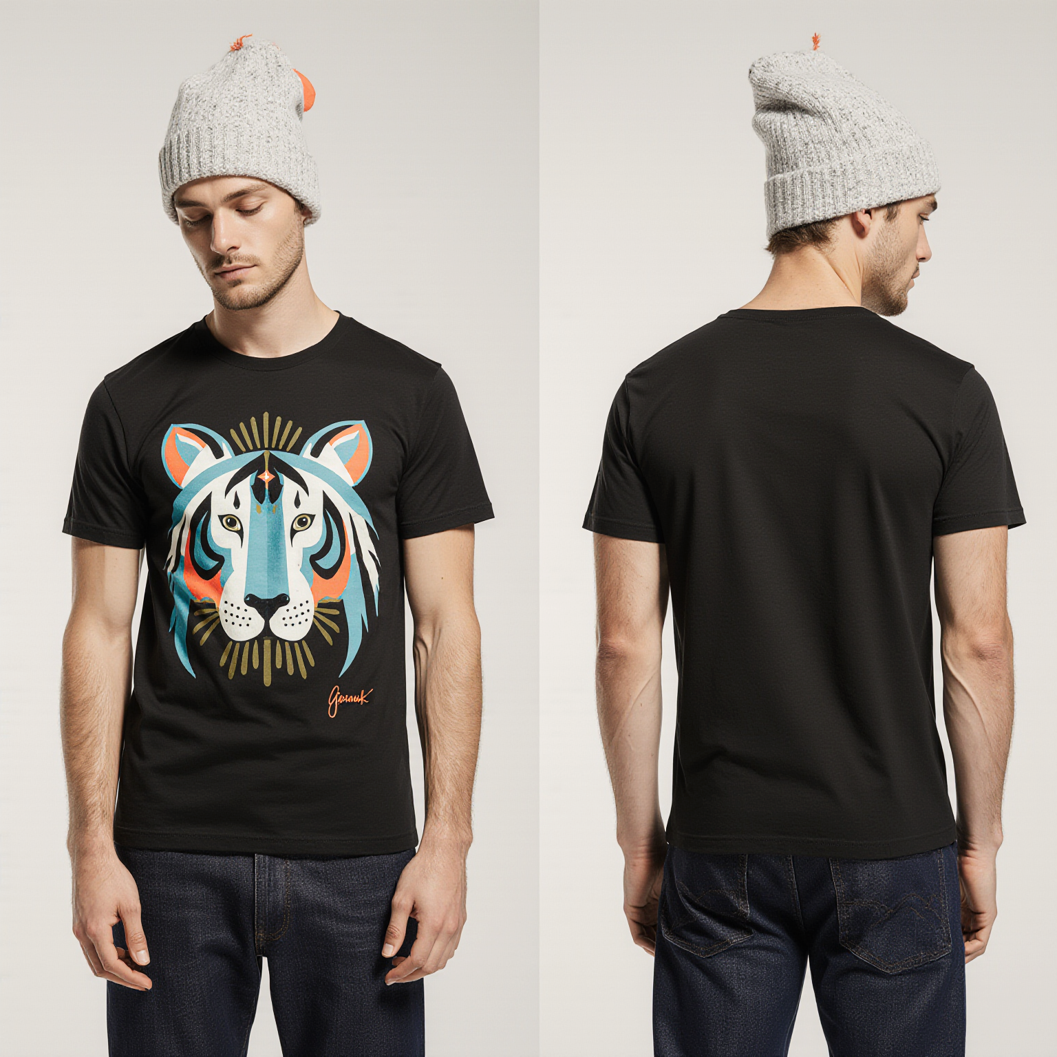 Black Tiger Graphic T-Shirt for Men – Premium Cotton – Modern Streetwear