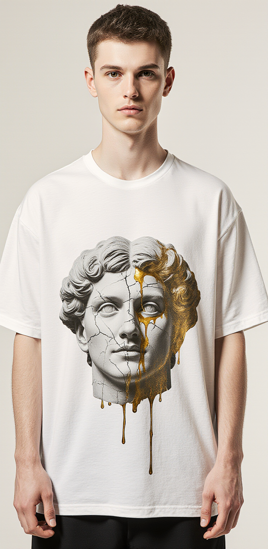 Oversized Streetwear T-Shirt "Divine Imperfection" – Luxury Graphic Tee with Greek Sculpture Print