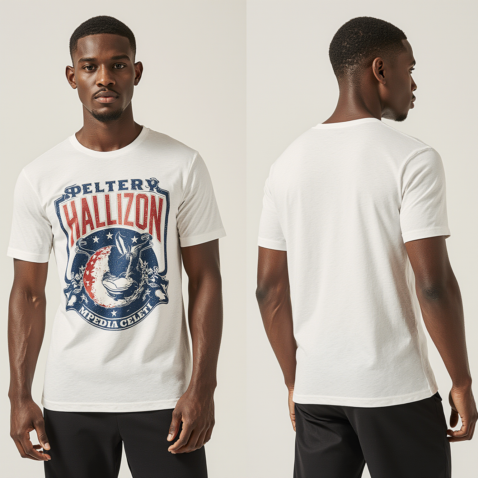 White Graphic T-Shirt – Vintage American College Style – Retro Streetwear for Men