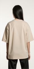 Oversized Beige Streetwear T-Shirt – Bold F++K OFF Graphic Tee for Women