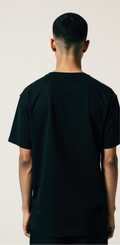 Men’s Oversized Black T-Shirt with Abstract Holographic Geometric Print – Streetwear Graphic Tee