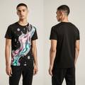 Black Liquid Holographic Print T-Shirt – Trendy Men's Streetwear
