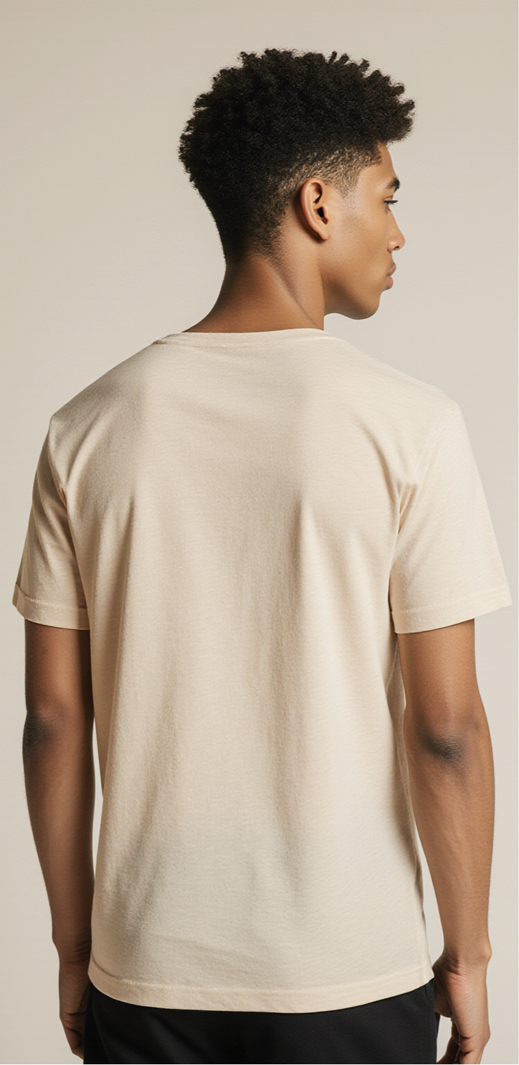 Beige Sunset Palm Tree T-Shirt – Minimalist Tropical Graphic Tee for Men