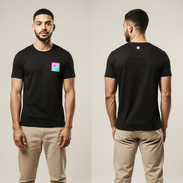 Black Minimal Neon Logo T-Shirt for Men – Premium Streetwear – Soft Cotton