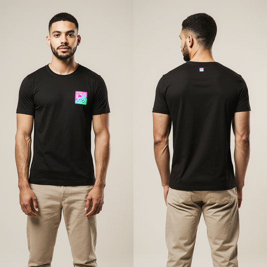 Black Minimal Neon Logo T-Shirt for Men – Premium Streetwear – Soft Cotton