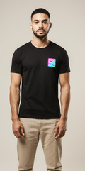 Black Minimal Neon Logo T-Shirt for Men – Premium Streetwear – Soft Cotton