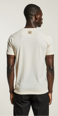 Beige and Gold Abstract Print T-Shirt for Men – Premium Cotton – Modern Luxury Streetwear