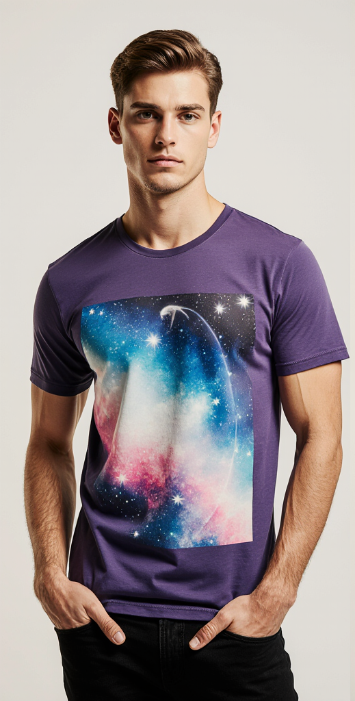 Purple Galaxy Print T-Shirt for Men – Cosmic Streetwear – Premium Cotton Tee