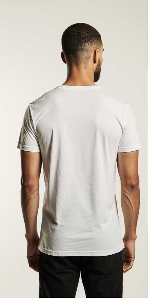 White Minimalist Gold and Black Geometric T-Shirt for Men – Premium Cotton – Modern Streetwear