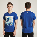 Royal Blue Japanese Wave Graphic T-Shirt for Men – Premium Cotton – Modern Streetwear