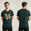 Dark Green Tiger Head Graphic T-Shirt for Men – Premium Cotton – Modern Streetwear