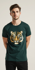 Dark Green Tiger Head Graphic T-Shirt for Men – Premium Cotton – Modern Streetwear
