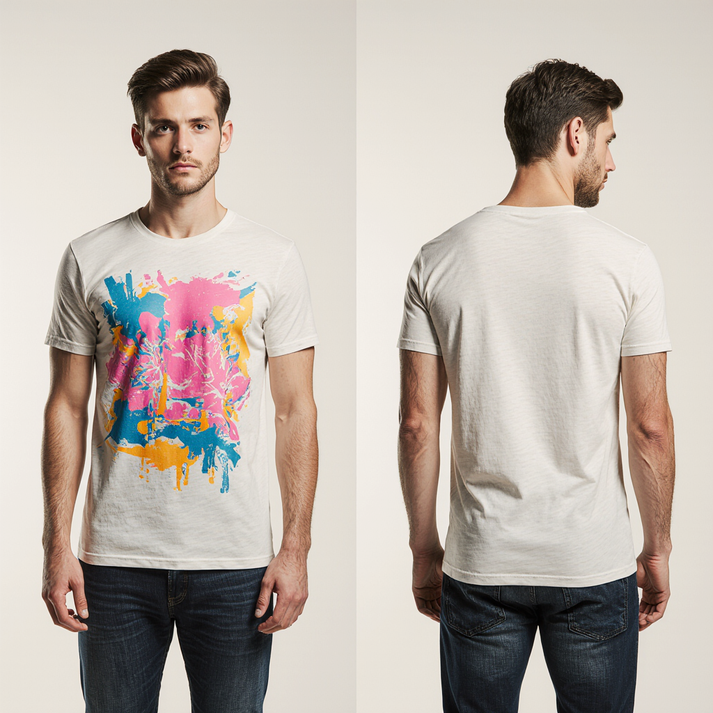 White Abstract Color Splash T-Shirt for Men – Premium Cotton – Modern Streetwear