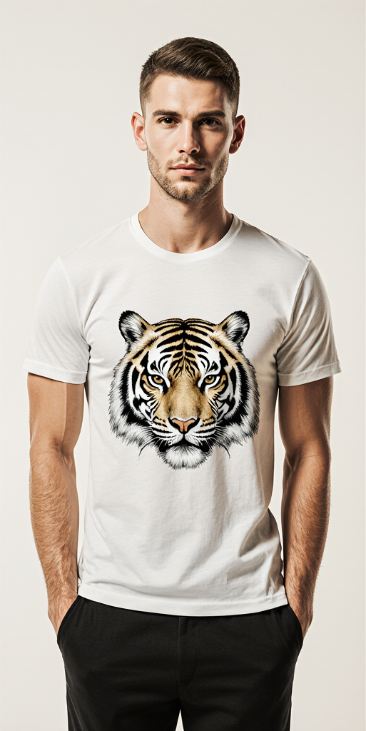 White Tiger Head Graphic T-Shirt for Men – Premium Cotton – Modern Streetwear