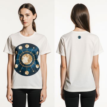 Women’s Astrology Moon Phase T-Shirt – Celestial Graphic Tee, Boho Chic Cosmic Fashion