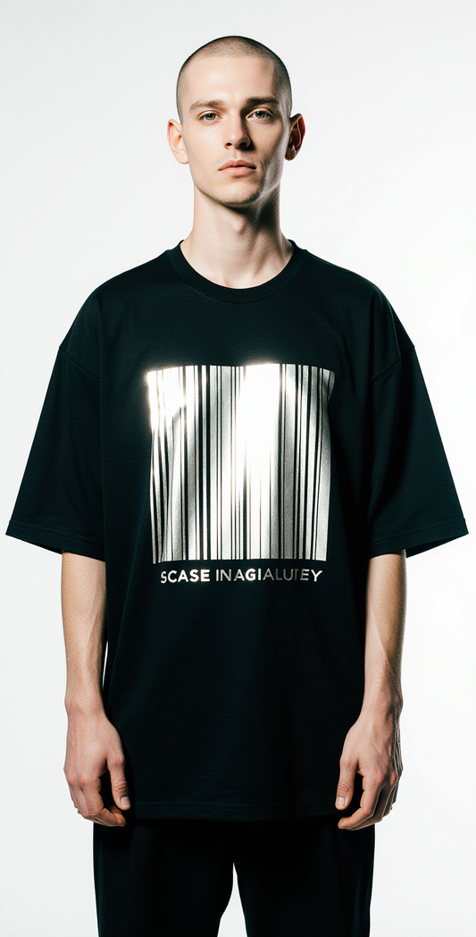 Men’s Oversized Black T-Shirt – “NOT FOR SALE” Barcode Graphic Streetwear