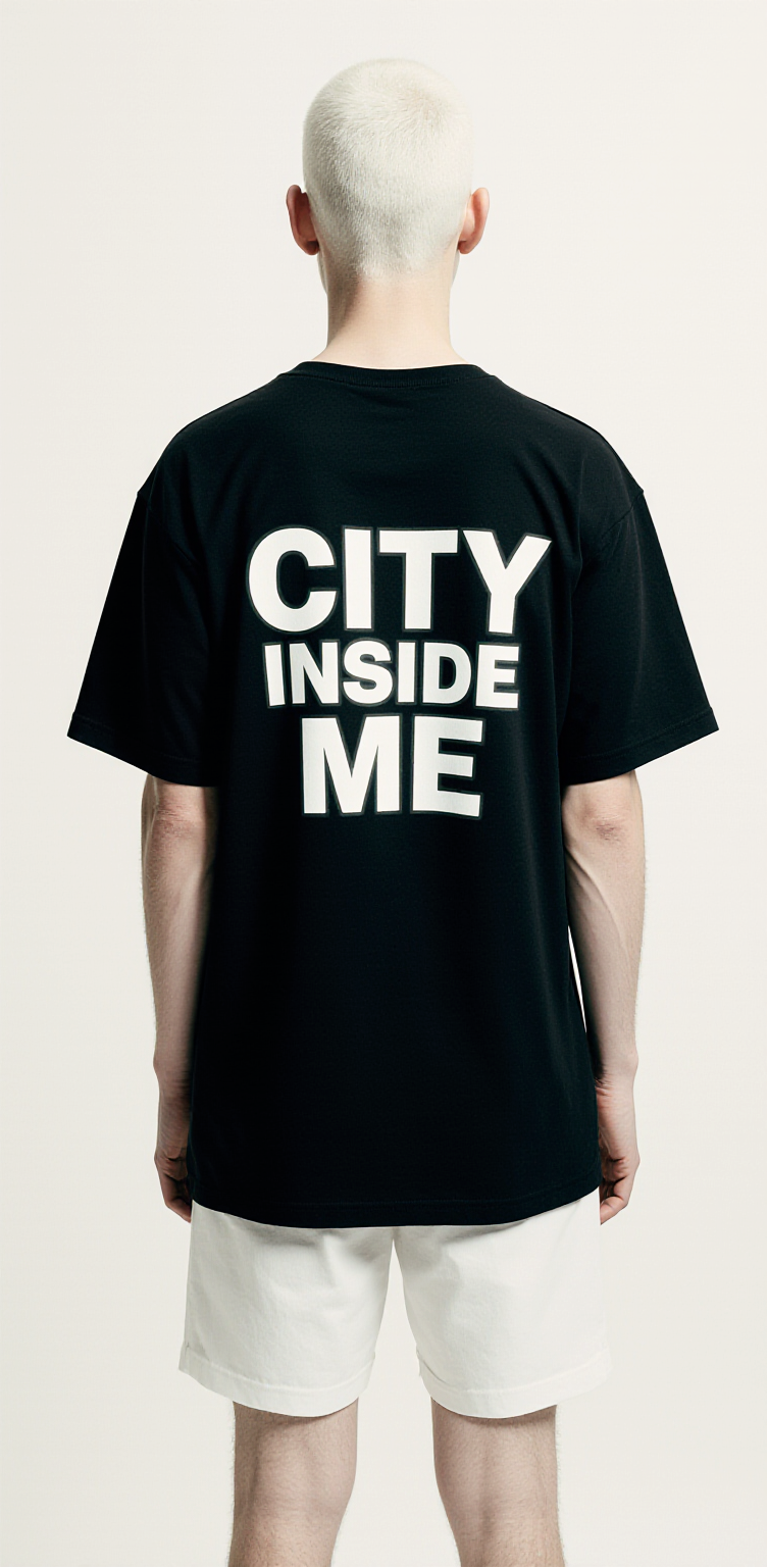 Oversized Black T-Shirt for Men – X-Ray Skeleton Graphic – Streetwear "City Inside Me"