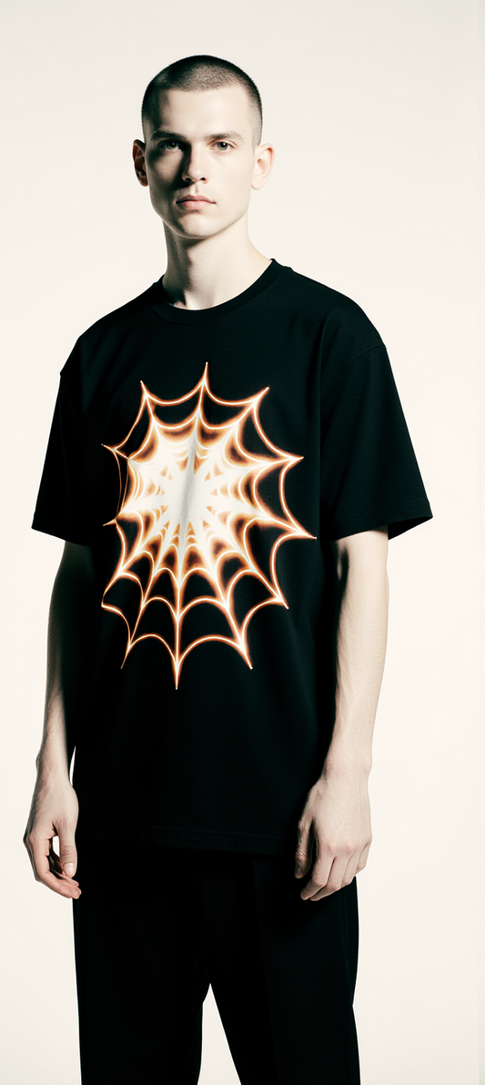 Oversized Black Spiderweb T-Shirt – Mind Trapped Graphic Tee – Gothic Streetwear Unisex Shirt