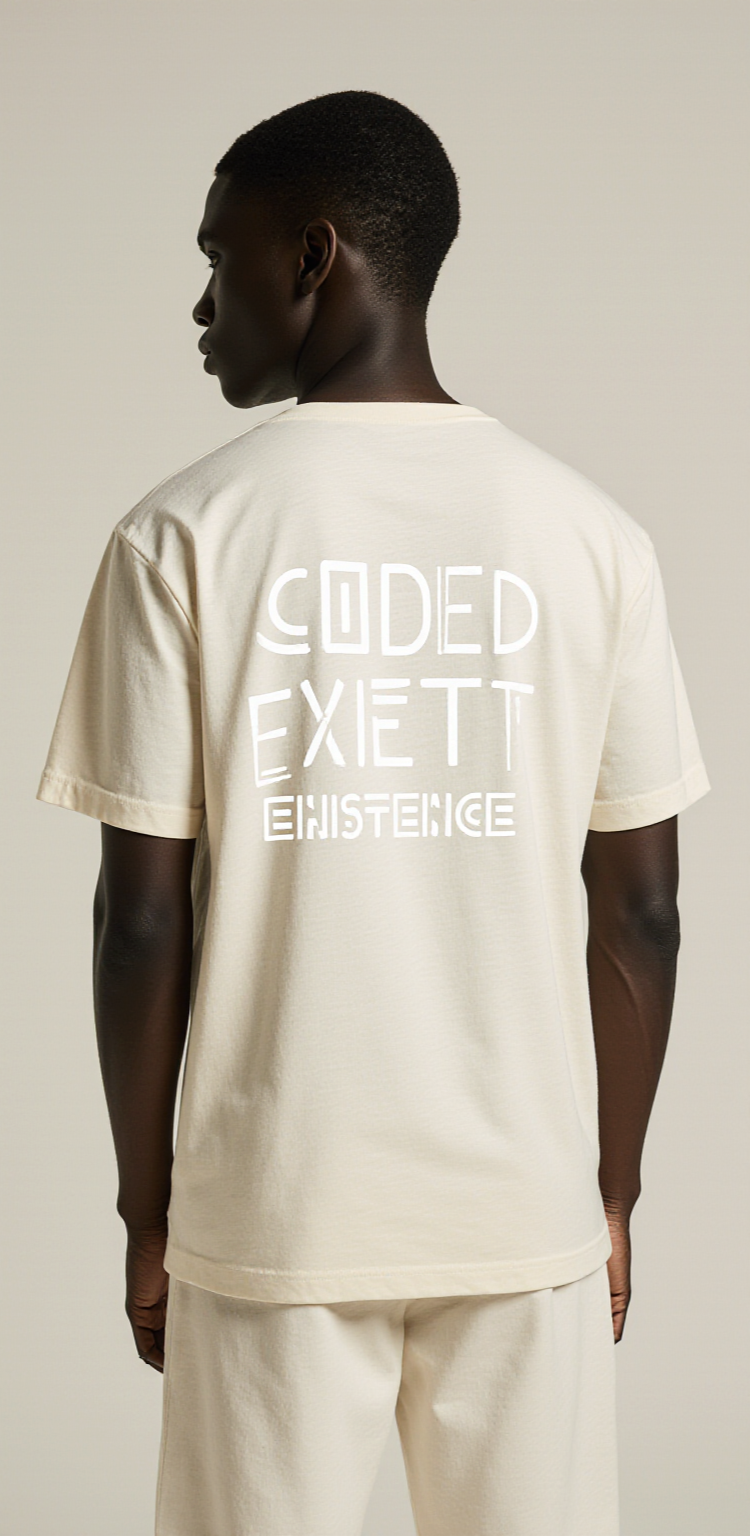 Oversized Cream T-Shirt for Men – DNA Helix Graphic – Streetwear "Coded Existence"