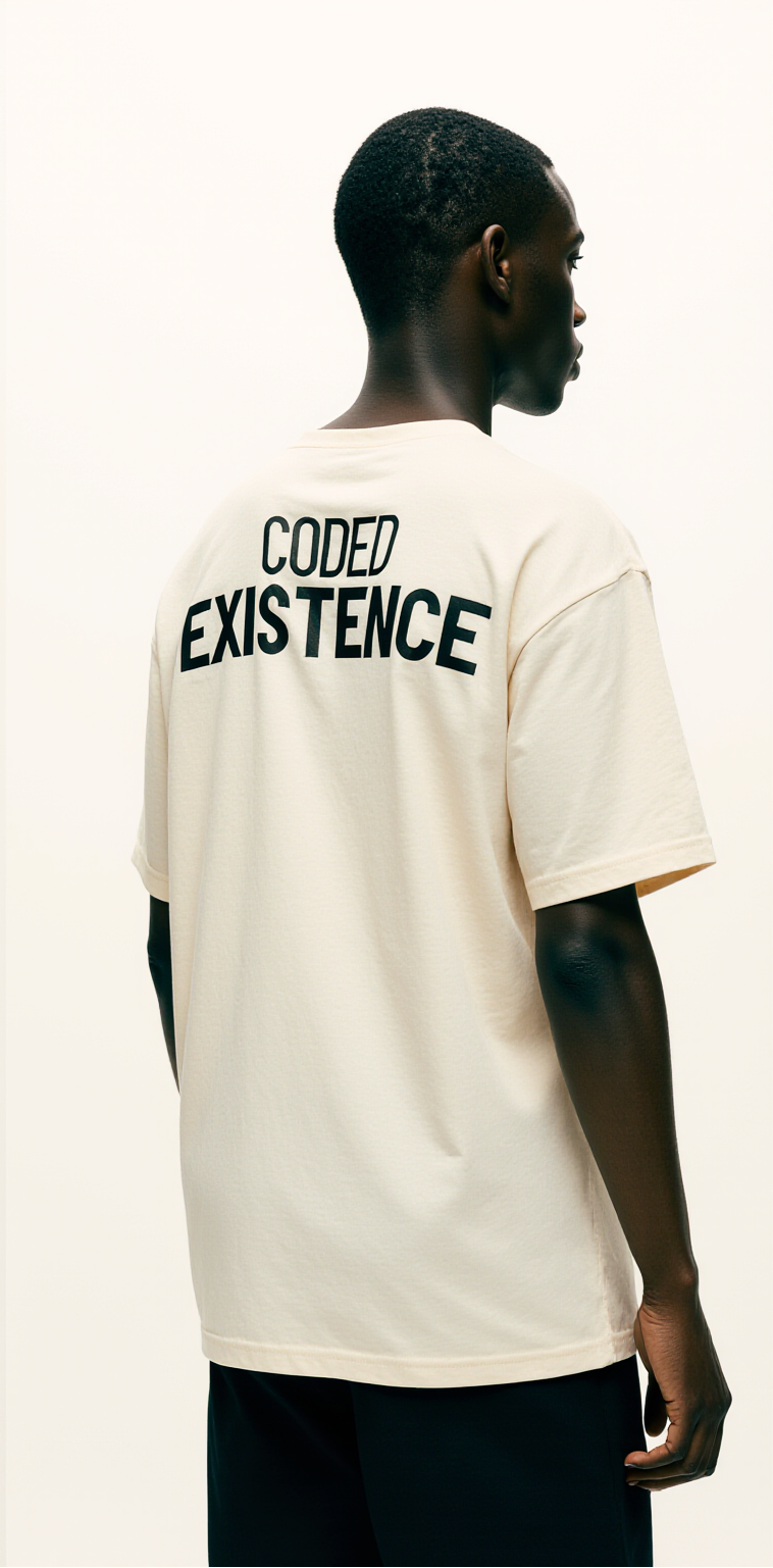 Oversized Cream T-Shirt for Men – DNA Helix Graphic – Streetwear "Coded Existence"