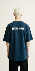 Oversized Dark Blue T-Shirt – Error Night Pixel Bat Graphic Tee – Unisex Streetwear Fashion