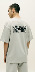 Oversized Grey Graphic T-Shirt – Hallowed Fracture Screaming Face Tee – Dark Streetwear Unisex Fashion