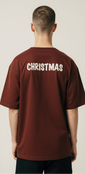 Oversized Red Christmas T-Shirt – Galaxy Ornament Graphic Tee – Unisex Holiday Streetwear Fashion
