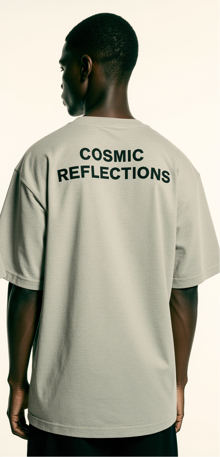 Oversized Grey T-Shirt for Men – Galaxy Splash Graphic – Streetwear "Cosmic Reflections"