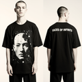 Oversized Black T-Shirt for Men – Cosmic Portrait Graphic – Streetwear 