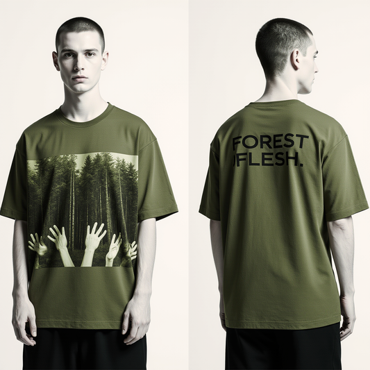 Oversized Green Forest T-Shirt – Forest Flesh Graphic Tee – Unisex Dark Streetwear Fashion