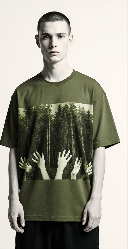 Oversized Green Forest T-Shirt – Forest Flesh Graphic Tee – Unisex Dark Streetwear Fashion